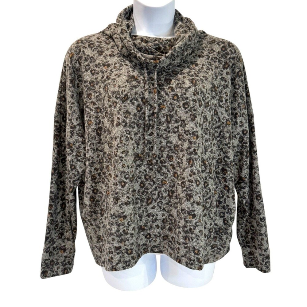 Maurice’s Women’s XXL Leopard Print Cowl Neck Pullover Sweater in Gray